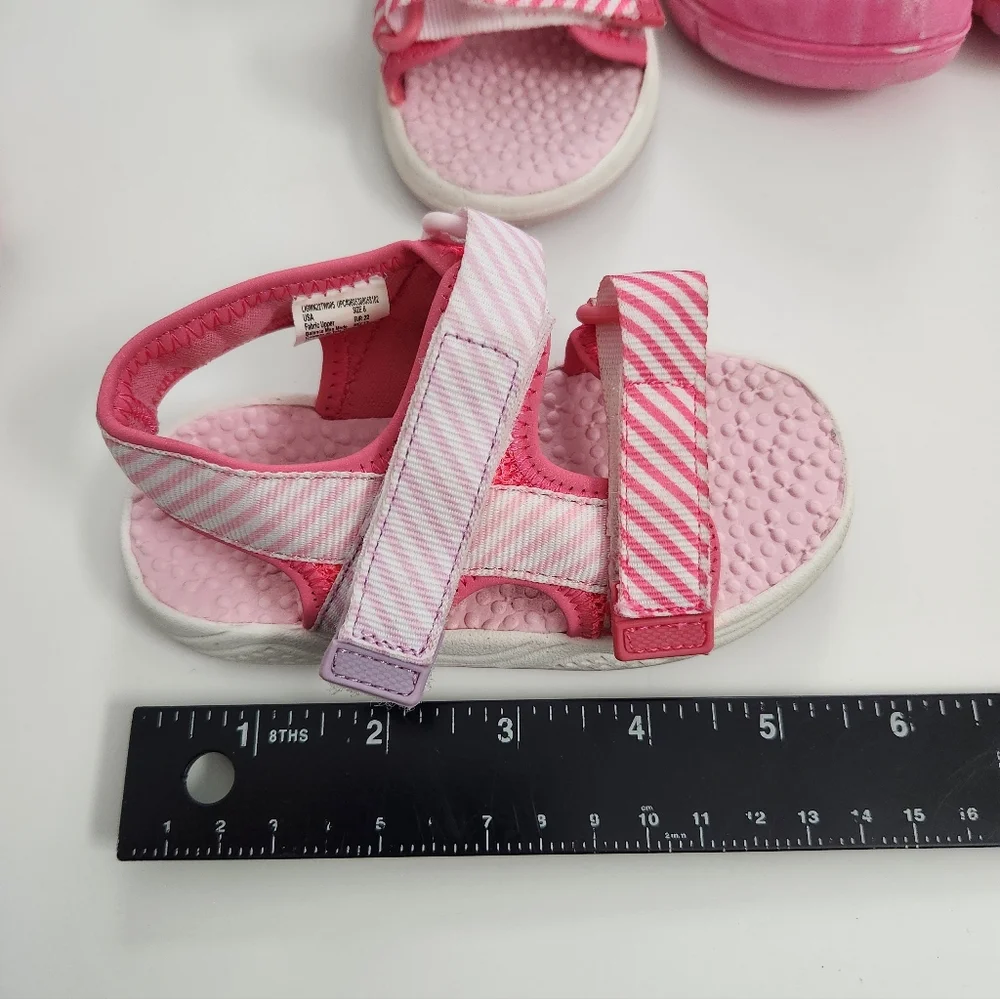 Toddler‎ Baby Girl Shoe Bundle Pink Sandals Size 6 - 3 Pairs